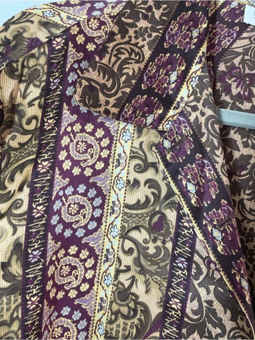 Vintage Silk La Senza Lingerie Button Up Top Large Boho Baroque Y2K Tunic - Picture 5 of 15